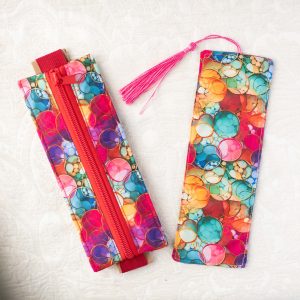 Handmade Book-Attachable Pencil Case & Matching Bookmark Set - Colour pop